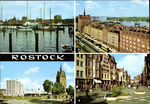 Ak Hansestadt Rostock, Stadthafen, Kröpeliner Straße, Interhotel Warnow, Lange Straße