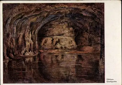 Ak Saalfeld an der Saale Thüringen, Feengrotten, Mittlere Quellgrotte