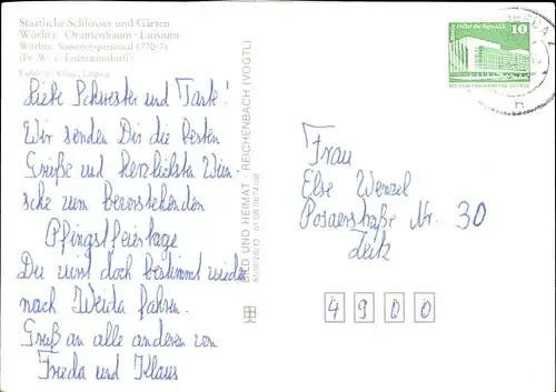 Ak Oranienbaum Wörlitz in Anhalt, Luisium, Sommerspeisesaal