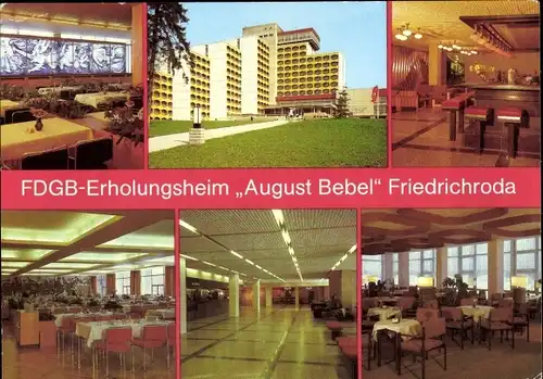 Ak Friedrichroda im Thüringer Wald, FDGB-Erholungsheim August Bebel, Urlauberrestaurant, Speisesaal