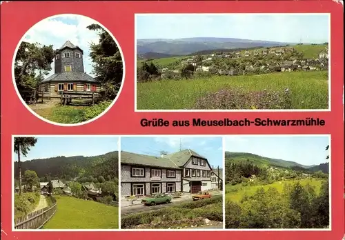 Ak Meuselbach Schwarzmühle Schwarzatal in Thüringen, Aussichtsturm, FDGB-Erholungsheim Hirsch