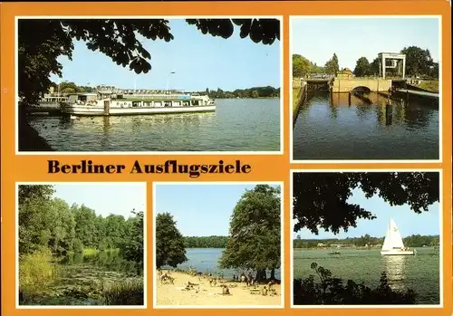 Ak Berlin Köpenick Grünau, Anlegestelle, Schleuse Wernsdorf, Teufelssee, Am Kleinen Müggelsee