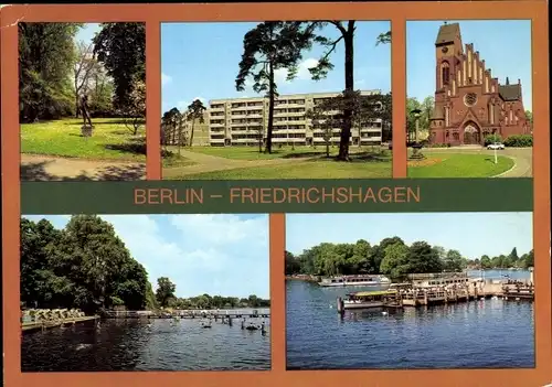 Ak Berlin Köpenick Friedrichshagen, Müggelpark, Werlseestraße, Christophorus Kirche, Seebad