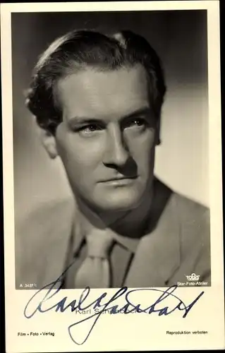 Ak Schauspieler Karl Schönböck, Portrait, Nr. A 3437/1, Autogramm