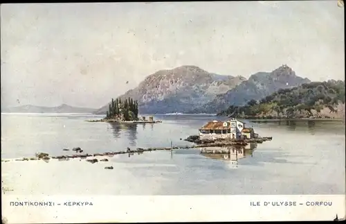 Künstler Ak Korfu Griechenland, Insel Odysseus
