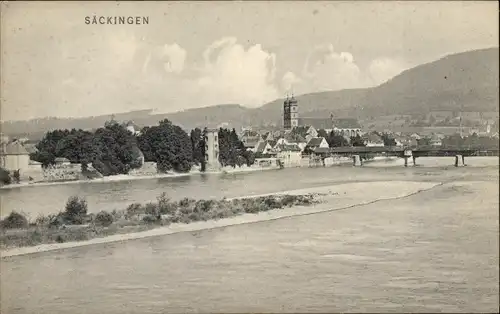 Ak Bad Säckingen am Hochrhein, Gesamtansicht, Brücke