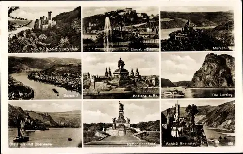 Ak Boppard am Rhein, Schloss Stolzenfels, Ehrenbreitstein, Marksburg, Boppard, Koblenz, Loreley