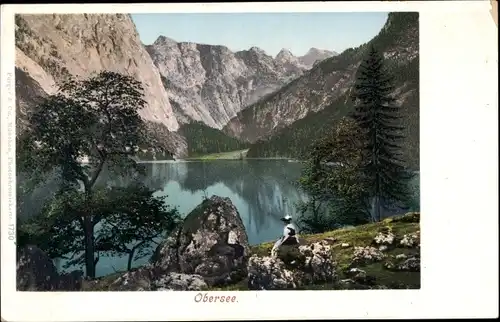 Ak Schönau am Königssee bei Berchtesgaden Oberbayern, Obersee, Gebirge