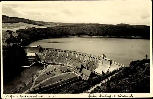 Ak Waldeck am Edersee Hessen, Waldecker Talsperre, Sperrmauer, Stausee