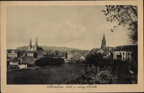 Ak Montabaur im Westerwald, Ortsansicht, Katholische und Evangelische Kirche