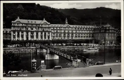 Ak Bad Ems an der Lahn, Kurhaus, Brücke