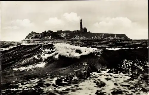 Ak Insel Oie, Gesamtansicht der Insel, Leuchtturm