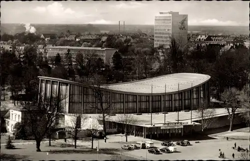 Ak Karlsruhe in Baden, Schwarzwaldhalle, Hochhaus