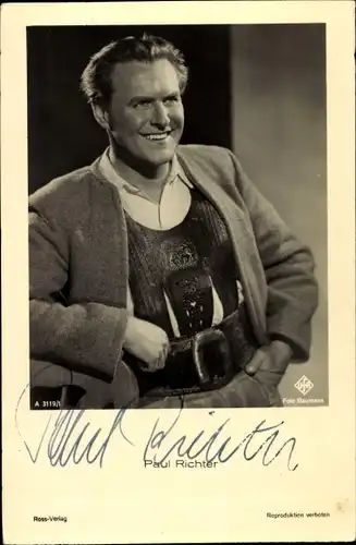 Ak Schauspieler Paul Richter, Portrait, Ross 3119/1, Autogramm