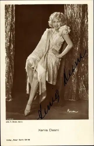 Ak Schauspielerin Xenia Desni, Portrait, Kleid, Autogramm
