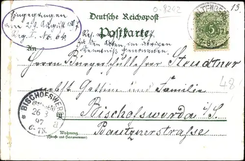 Litho Altenberg im Erzgebirge, Totale, Luisenturm, Rathaus, Amtsgericht, Villa Unger