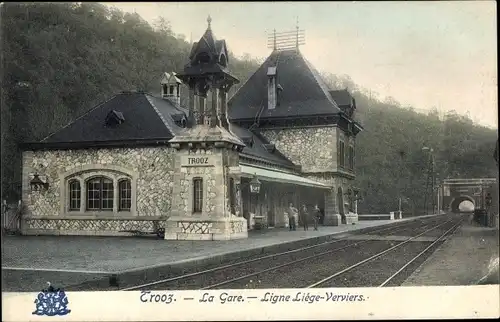 Ak Trooz Wallonie Lüttich, Bahnhof, Gleisseite