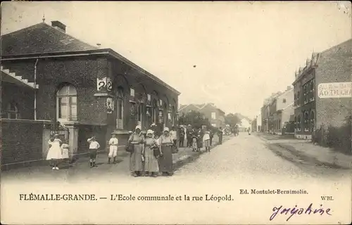 Ak Flémalle Grande Wallonie Lüttich, L’Ecole Communale und Rue Leopold