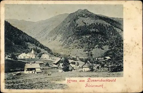 Ak Donnersbach Steiermark, Donnersbachwald, Gesamtansicht, Berge