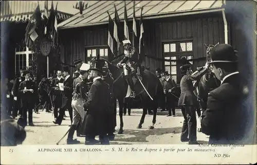 Ak Chalons Marne, Alfons XIII, König von Spanien, Besuch