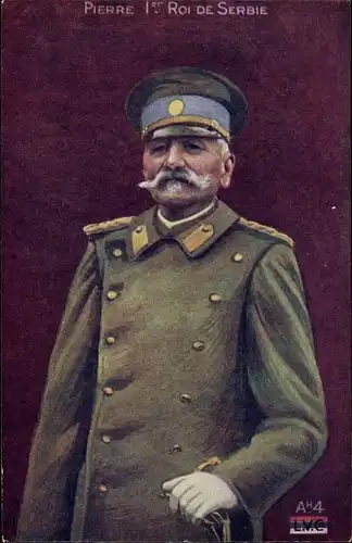 Künstler Ak König Peter I. von Serbien, Peter I. Karadjordjevic, Portrait in Uniform, I. WK
