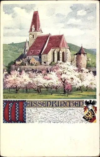 Wappen Künstler Ak Assmann, Weißenkirchen in der Wachau, Kirche