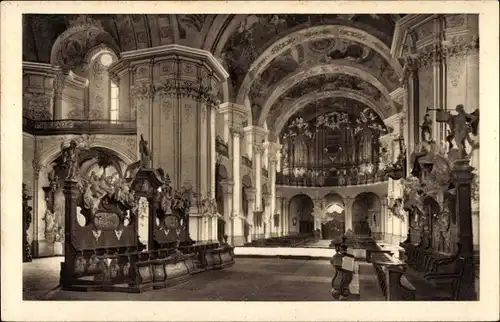 Ak Krzeszów Grüssau Grüßau Kamienna Góra Landeshut Schlesien, Inneres der Abteikirche, Orgel