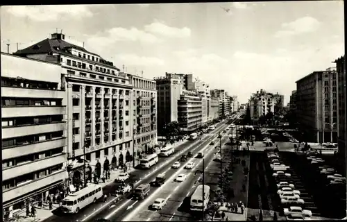 Ak București Bukarest Rumänien, Straße aus Vogelschau, Verkehr