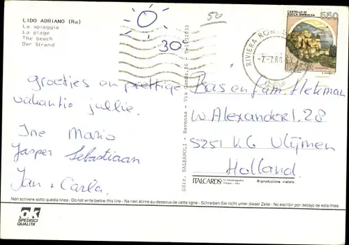 Ak Lido Adriano Ravenna Emilia Romagna, Heißluftballons über dem Strand