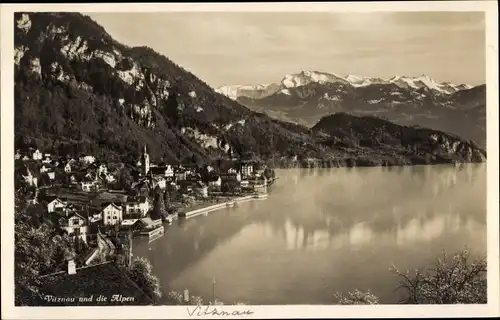 Ak Vitznau Kt. Luzern Schweiz, Gesamtansicht, Alpenpanorama, Vierwaldstättersee