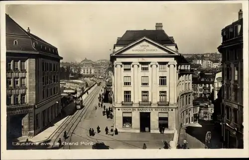 Ak Lausanne, Kanton Waadt, mit dem Grand Pont