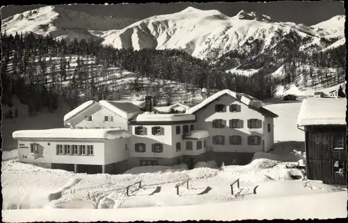 Ak Davos Kanton Graubünden, Hotel Landhaus im Schnee