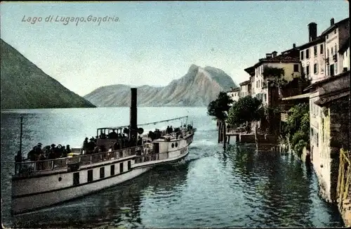 Ak Gandria Lago di Lugano Tessin Schweiz, Dampfer