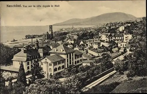 Ak Neuchâtel Neuenburg Stadt, Ortsübersicht