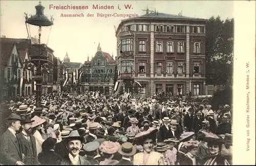 Ak Minden in Westfalen, Freischießen, Ausmarsch der Bürgerkompanie