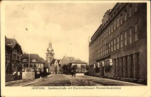 Ak Herford in Westfalen, Deichtorstraße, Elektrizitätswerk Minden Ravensberg