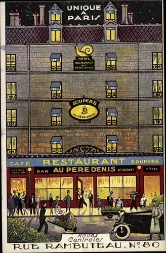 Ak Paris IV., Restaurant Au Pere Denis, Rue Rambuteau