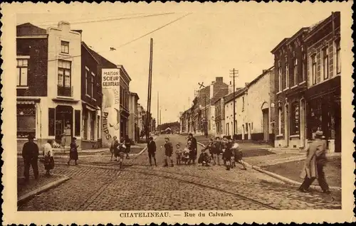 Ak Chatelineau Châtelet Wallonien Hennegau, Rue du Calvaire