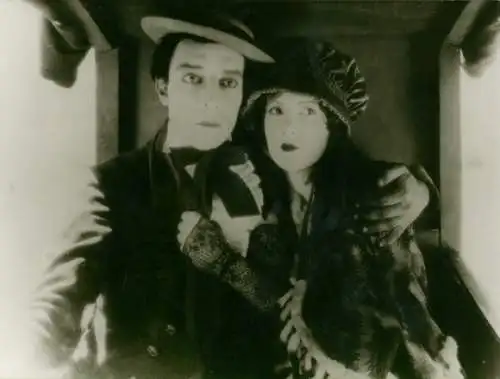 Foto Filmszene, Gastfreundschaft, Schauspieler Buster Keaton und Natalie Talmadge