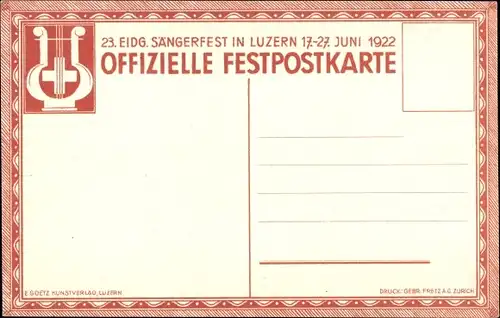 Künstler Ak Spreng, Luzern Stadt Schweiz, Eidgenöss. Sängerfest 17-27. Juni 1922