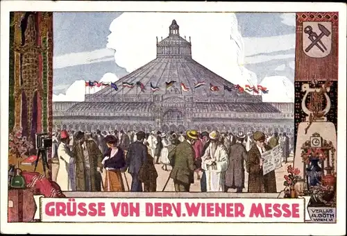 Litho Wien 2. Leopoldstadt Österreich, Grüße von der I. Wiener Messe