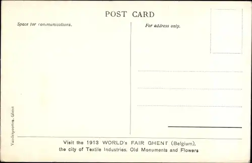 Künstler Ak Gand Gent Ghent Ostflandern, International Universal Exhibition 1913, Weltausstellung