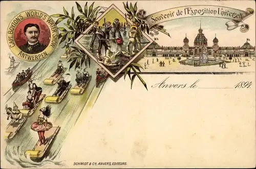 Vorläufer Litho Antwerpen Flandern, Boyton's Water Show, l'Exposition Universelle d'Anvers 1894