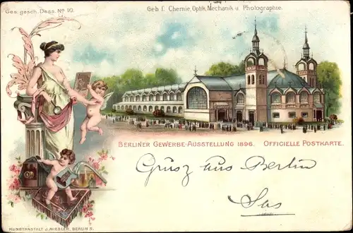 Litho Berlin Treptow, Gewerbeausstellung 1896, Gebäude für Chemie, Optik, Mechanik und Fotografie