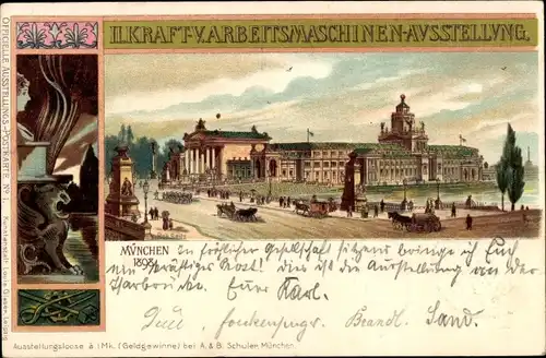 Litho München, Kraft- und Arbeitsmaschinen Ausstellung 1898, Ausstellungsgebäude