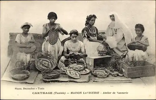 Ak Karthago Karthago Tunesien, Maison Lavigerie, Korbwarenwerkstatt