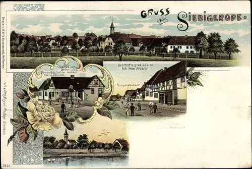 Litho Siebigerode Mansfeld im Harzvorland, Gasthof z. gold. Löwen, Inh. Probst, Gasthof zum Stern