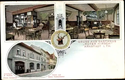 Ak Arnstadt in Thüringen, Gasthaus Roter Hirsch, Innenansicht