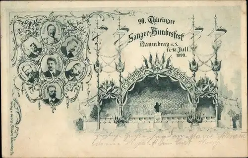 Ak Naumburg an der Saale, 20. Thüringer Sänger-Bundes-Sängerfest 1899