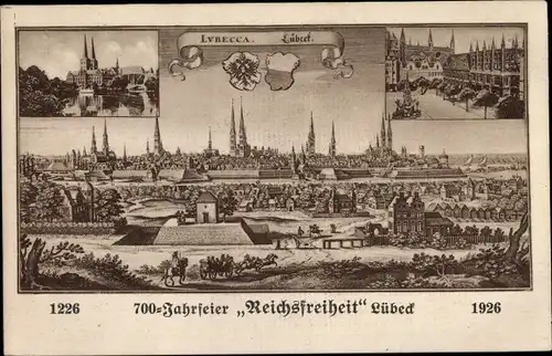 Ak Lübeck in Schleswig Holstein, 700 Jahrfeier Reichsfreiheit 1926